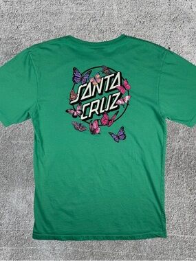 Santa Cruz Green Butterfly Logo Tee Size Medium
